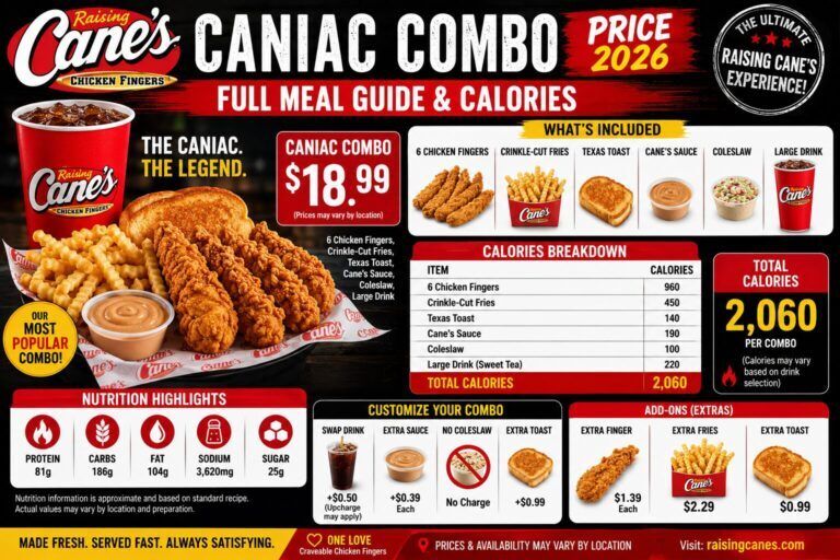 Raising Cane's Caniac Combo Price 2026 — Delicious Combo Meal Guide