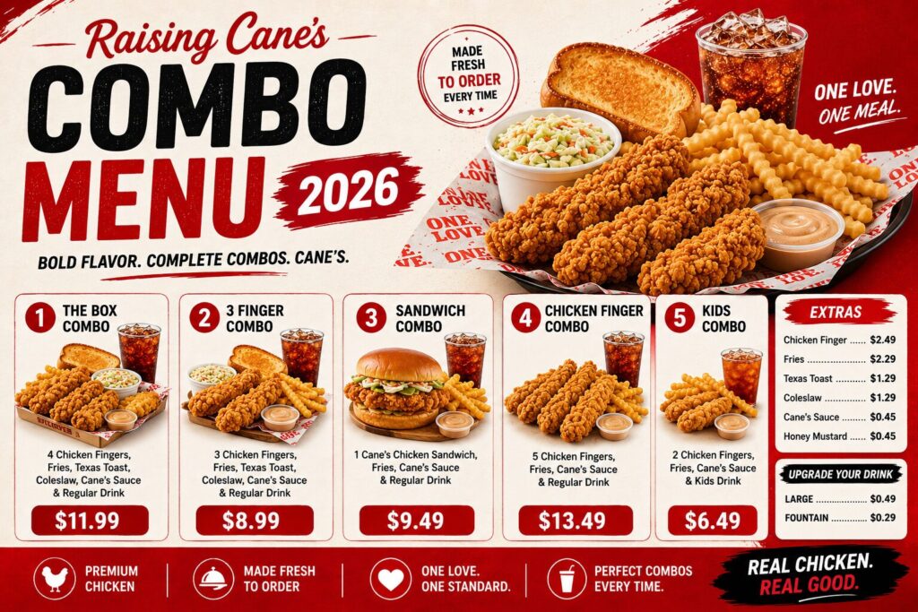 Raising Cane’s Combo Menu 2026