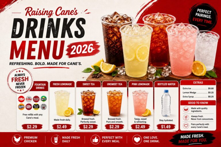 Raising Cane’s Drinks Menu (2026)